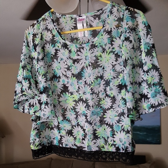 Ingear Sparkle Sheer Tunic Cover Up Abstract Flower One Size